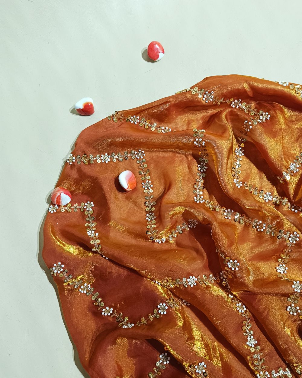 Space Silk Work Dark Pumpkin Colour 46 Inches Width