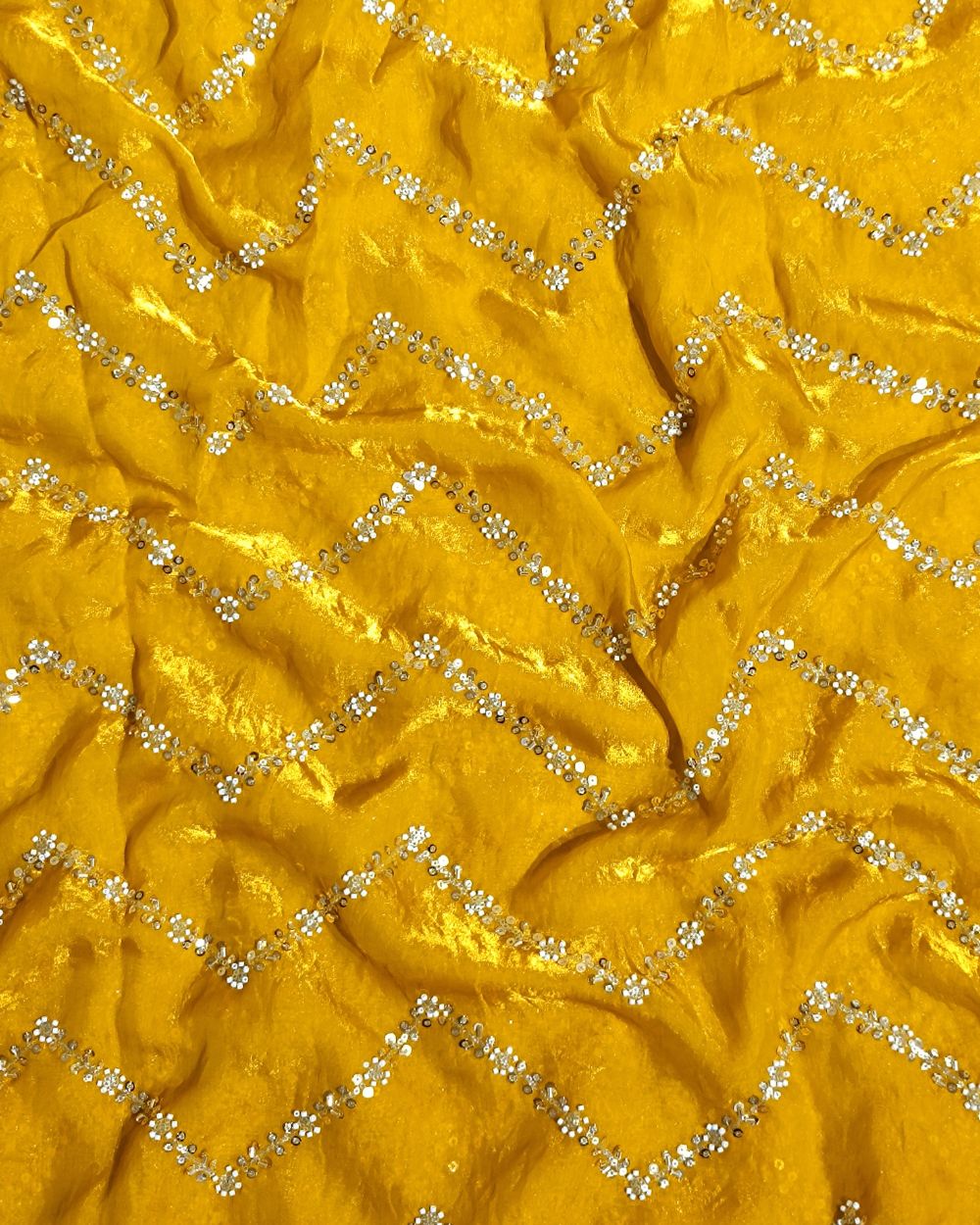 Space Silk Work Mango Yellow Colour 46 Inches Width
