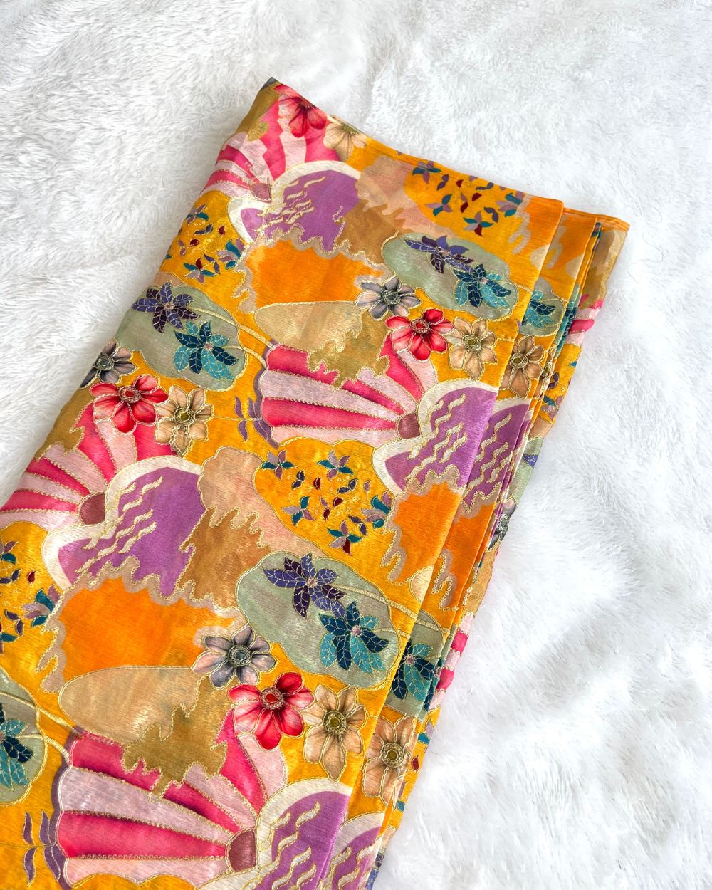 Chinnon Work Cream Yellow Colour 44 Inches Width