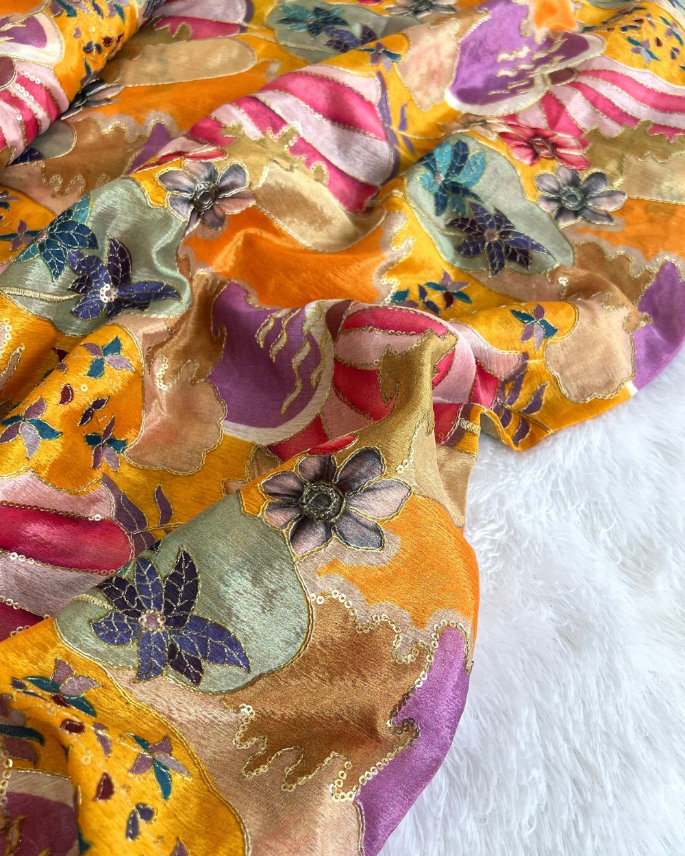 Chinnon Work Cream Yellow Colour 44 Inches Width