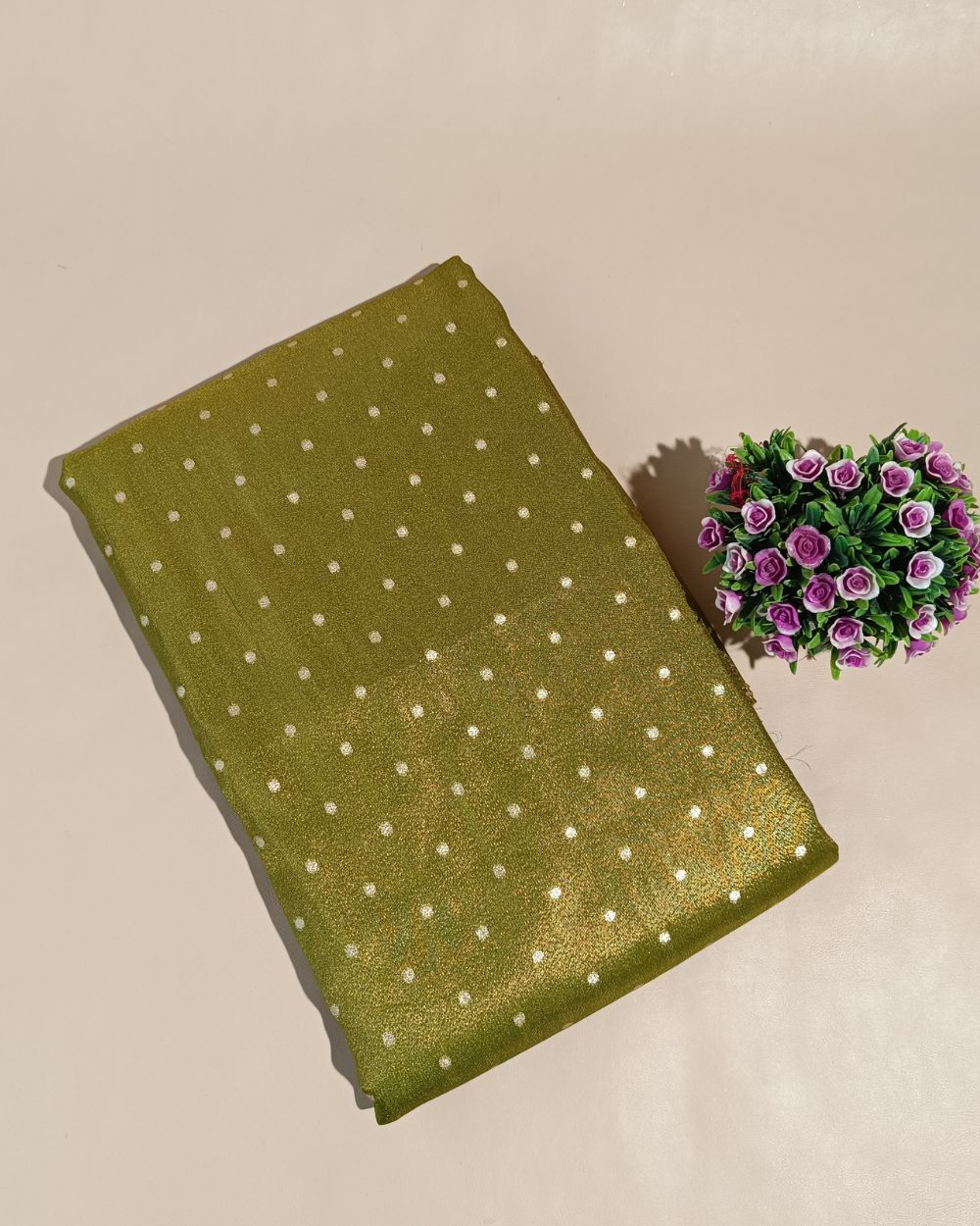 Cosmos Butti Work Mehandi Green Colour 42 Inches Width