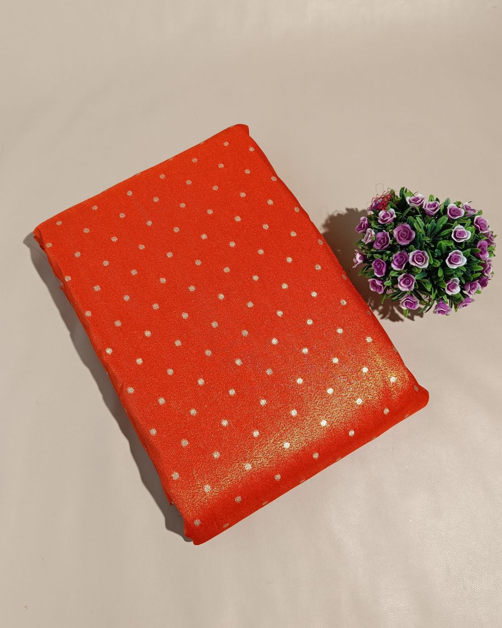 Cosmos Butti Work Orange Colour 42 Inches Width