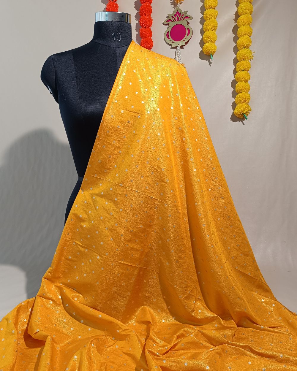 Cosmos Butti Work Yellow Colour 42 Inches Width