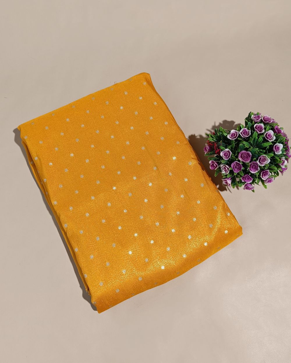 Cosmos Butti Work Yellow Colour 42 Inches Width