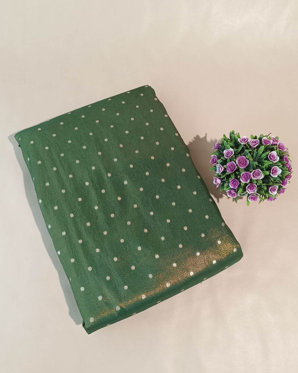 Cosmos Butti Work Green Colour 42 Inches Width