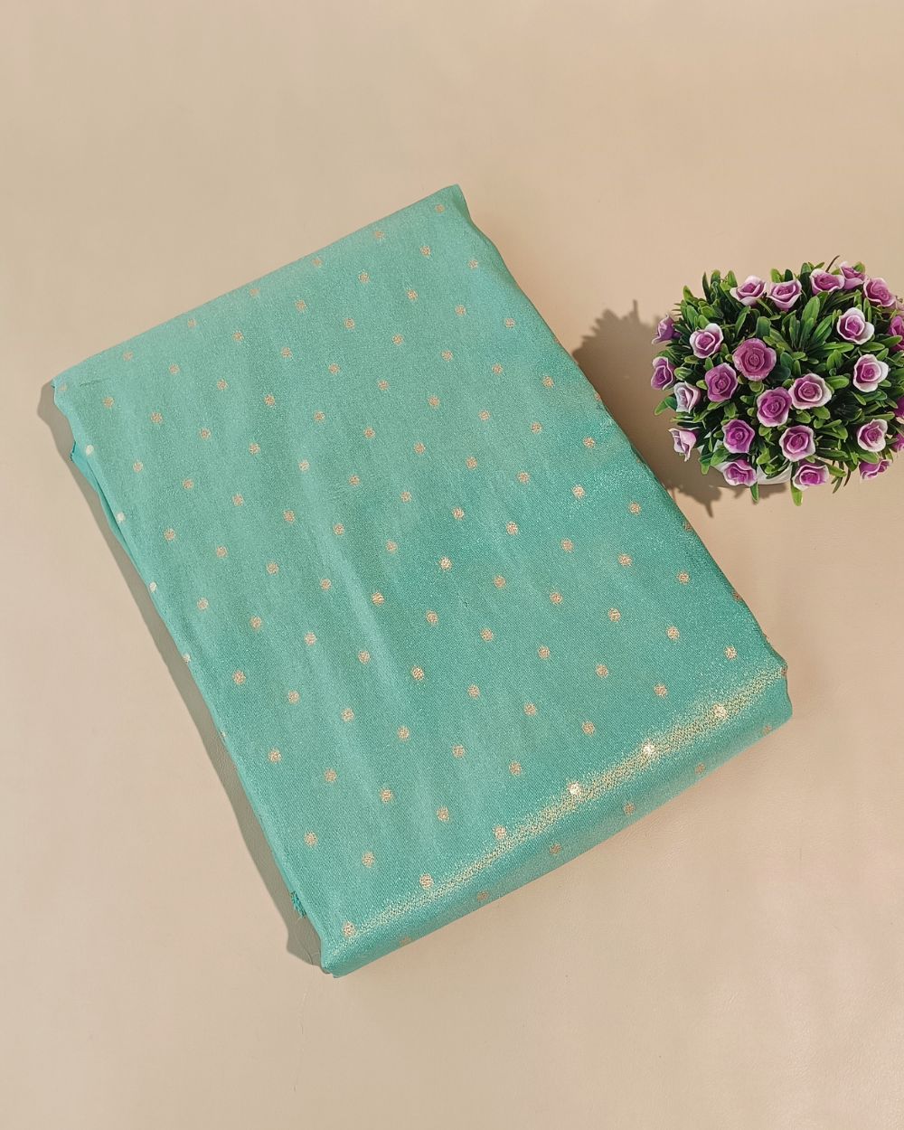 Cosmos Butti Work Pastel Turquoise Colour 42 Inches Width