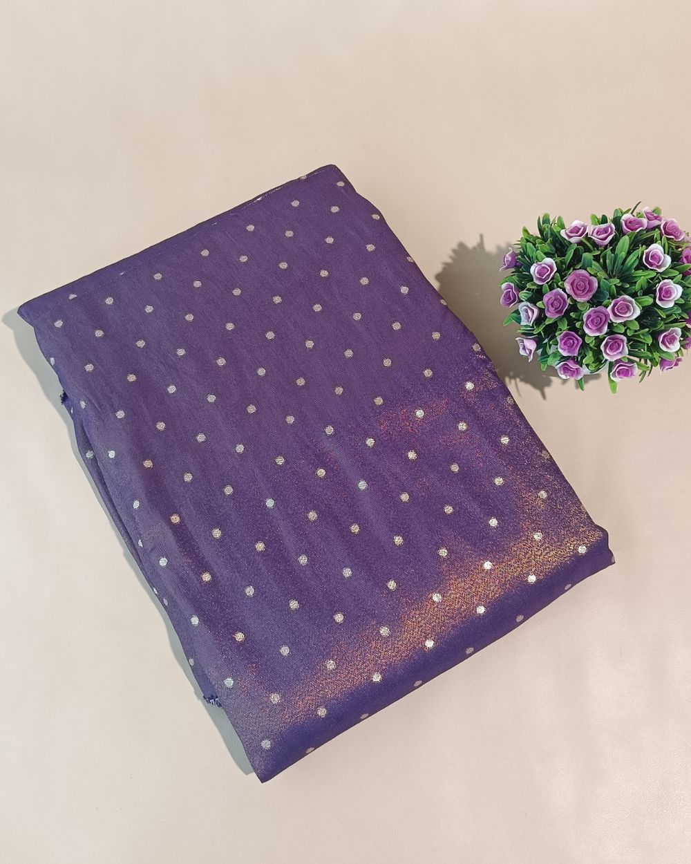 Cosmos Butti Work Deep Purple Colour 42 Inches Width
