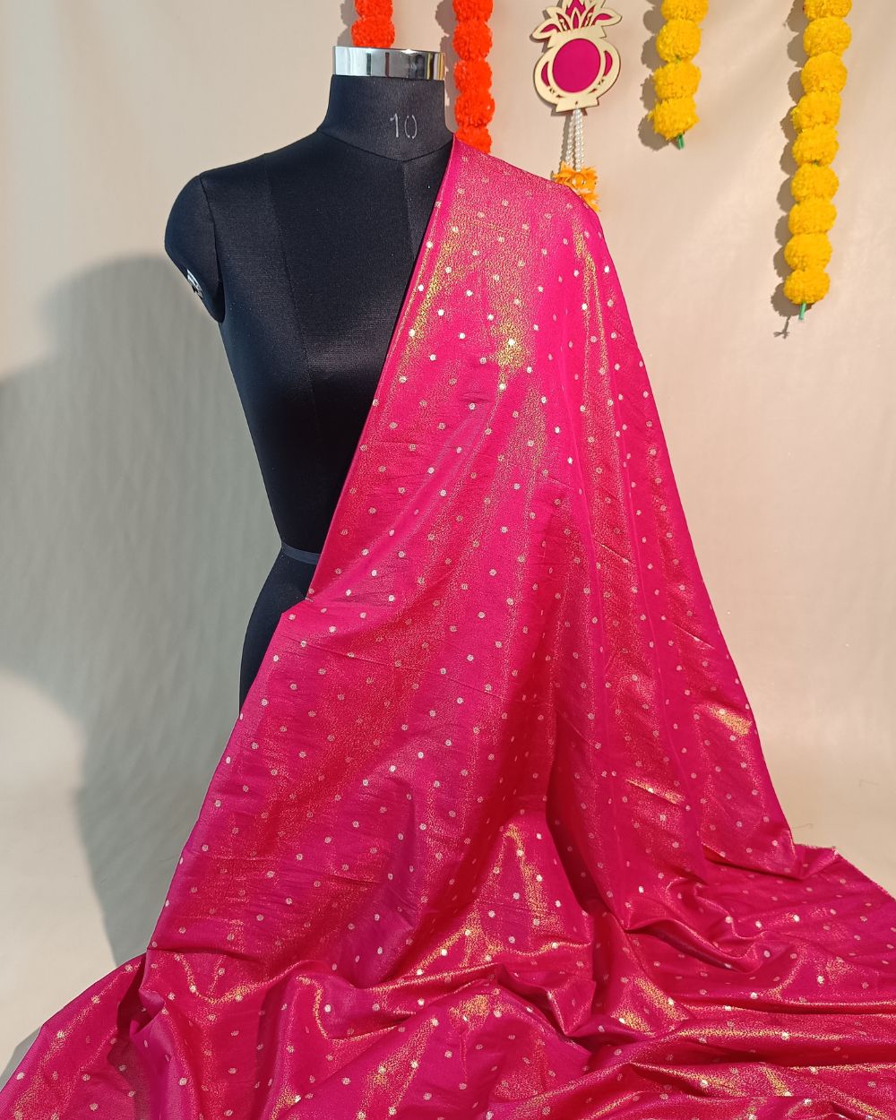 Cosmos Butti Work Pink Colour 42 Inches Width