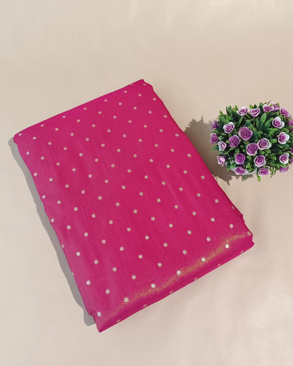 Cosmos Butti Work Pink Colour 42 Inches Width