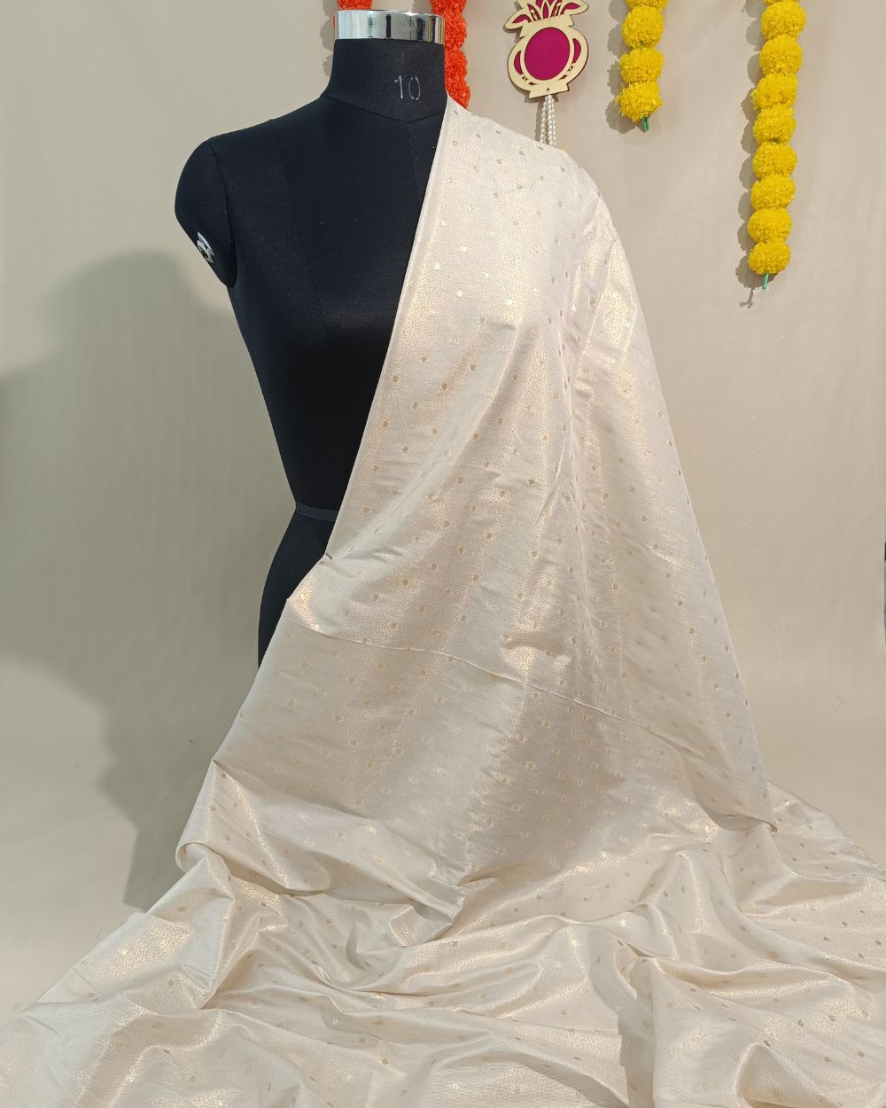 Cosmos Butti Work Off White Colour 42 Inches Width