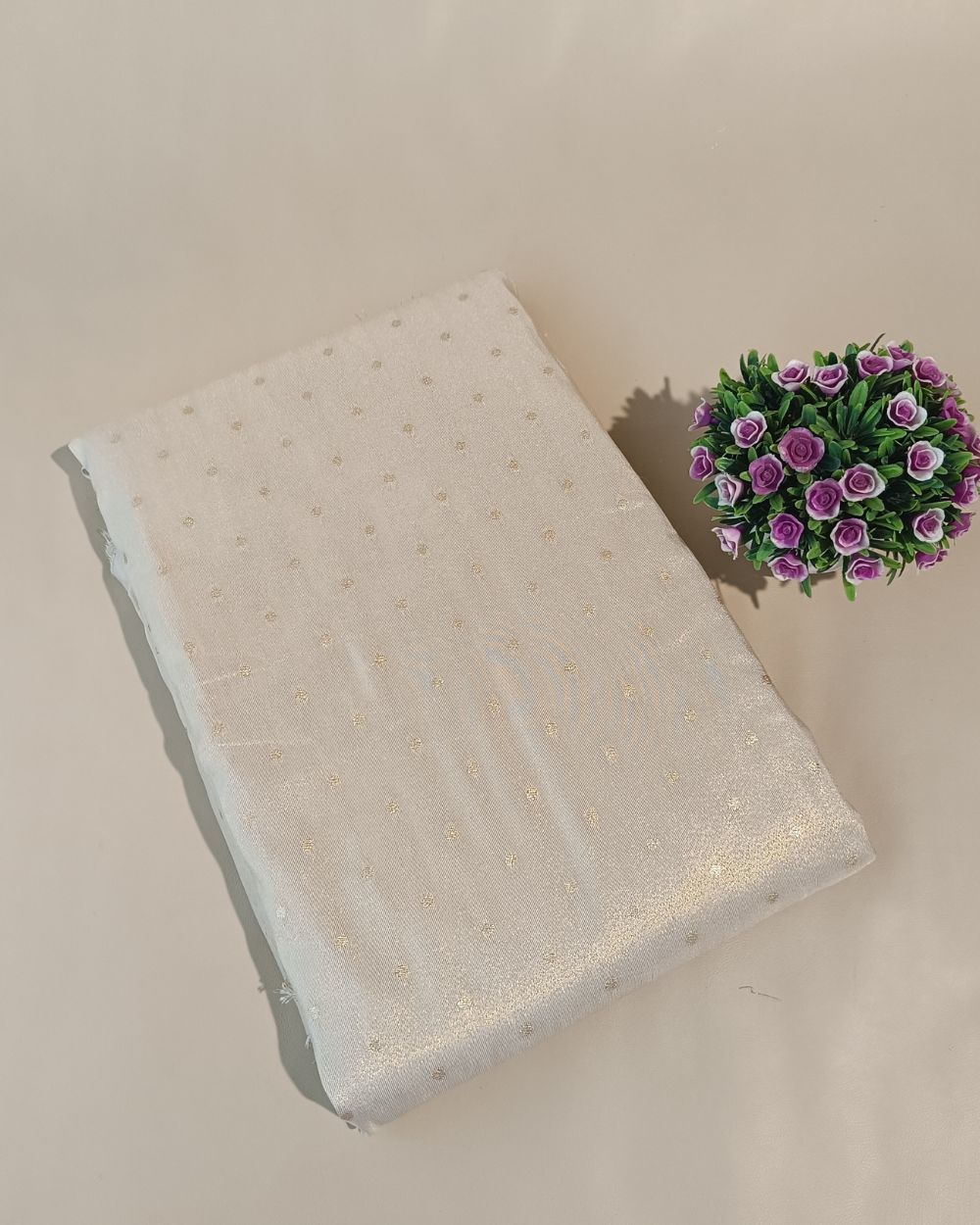 Cosmos Butti Work Off White Colour 42 Inches Width