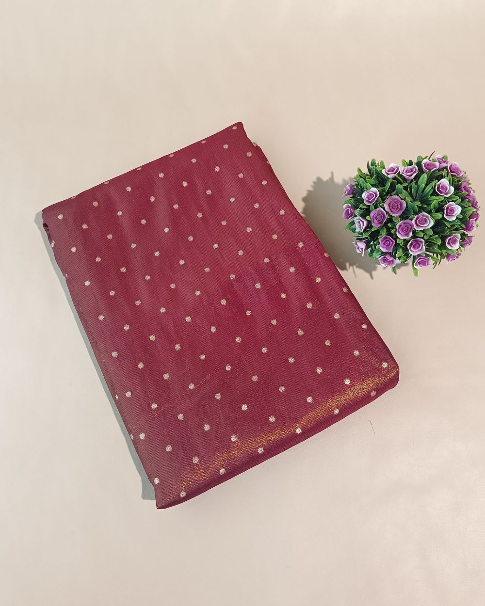 Cosmos Butti Work Wine Colour 42 Inches Width