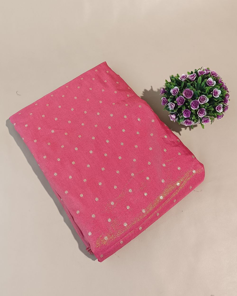 Cosmos Butti Work Peach Colour 42 Inches Width