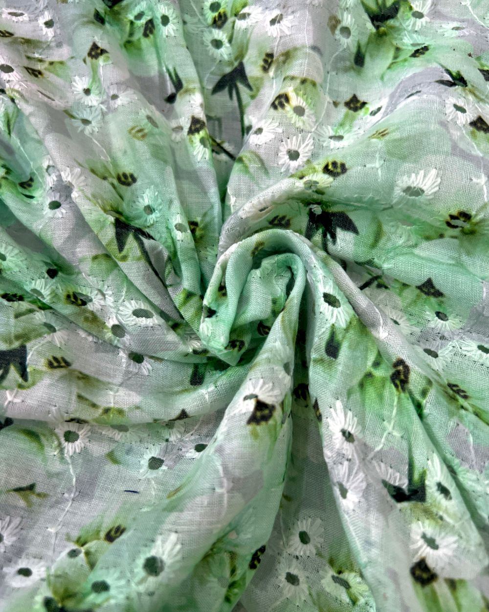 Hakoba Cotton Work Mint Green Colour 40 Inches Width