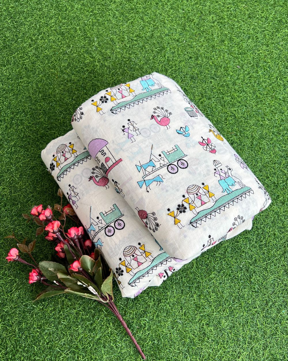 Kora Cotton Work Off-White Colour 45 Inches Width