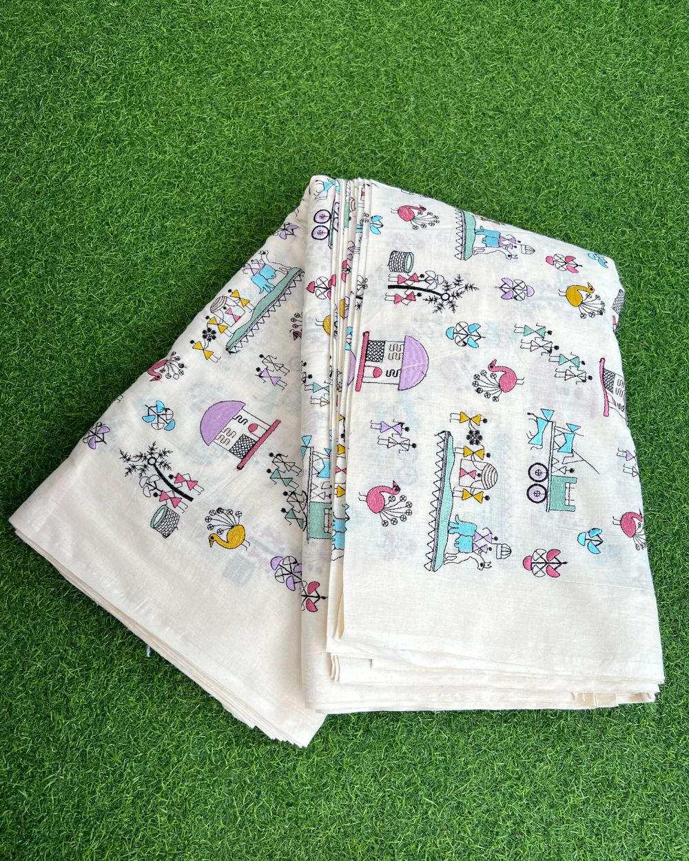 Kora Cotton Work Off-White Colour 45 Inches Width