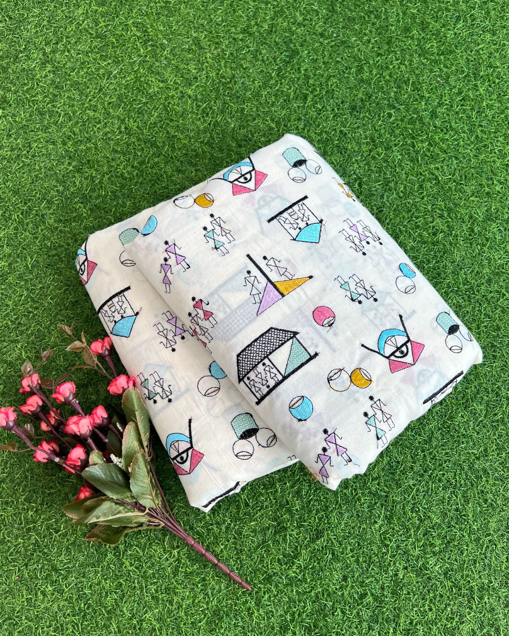 Kora Cotton Work Off-White Colour 45 Inches Width