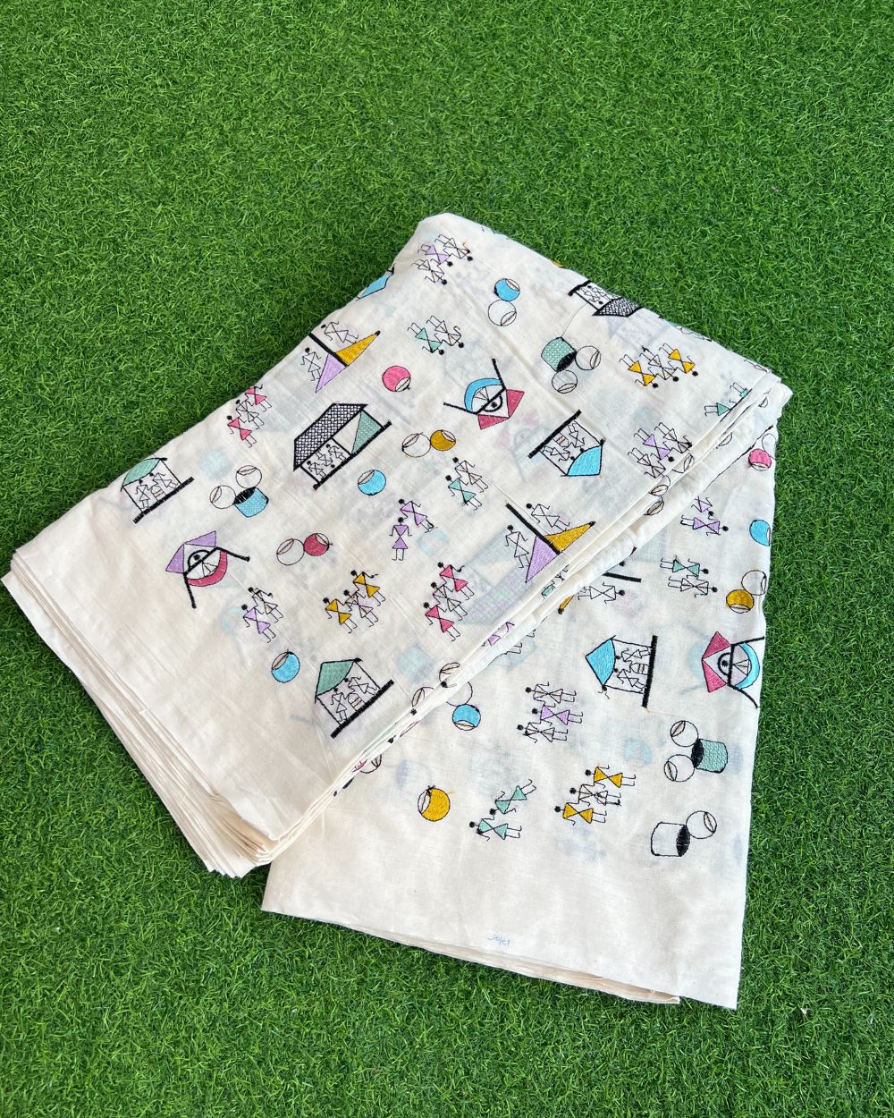 Kora Cotton Work Off-White Colour 45 Inches Width