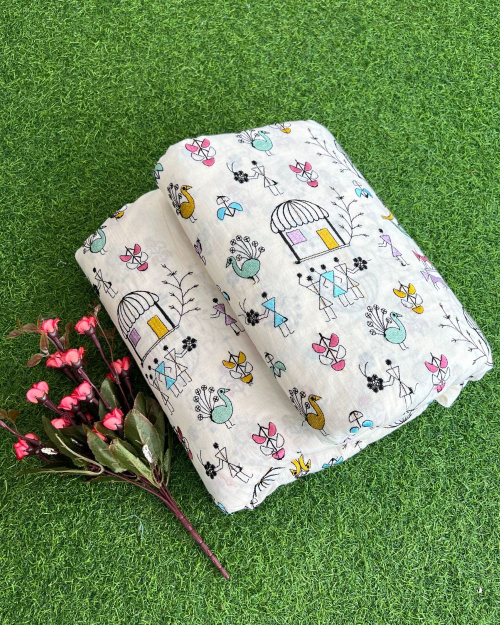Kora Cotton Work Off-White Colour 45 Inches Width