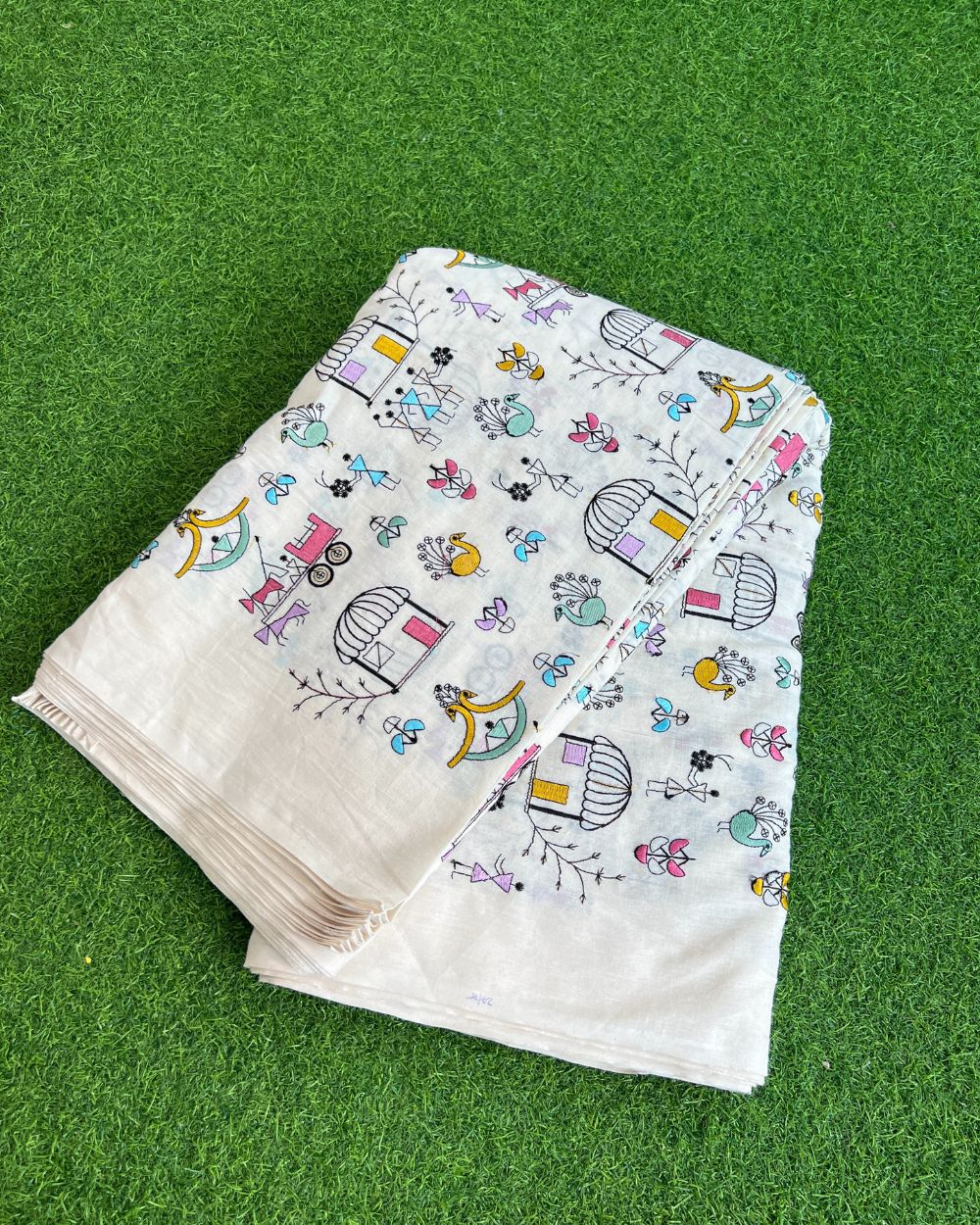 Kora Cotton Work Off-White Colour 45 Inches Width