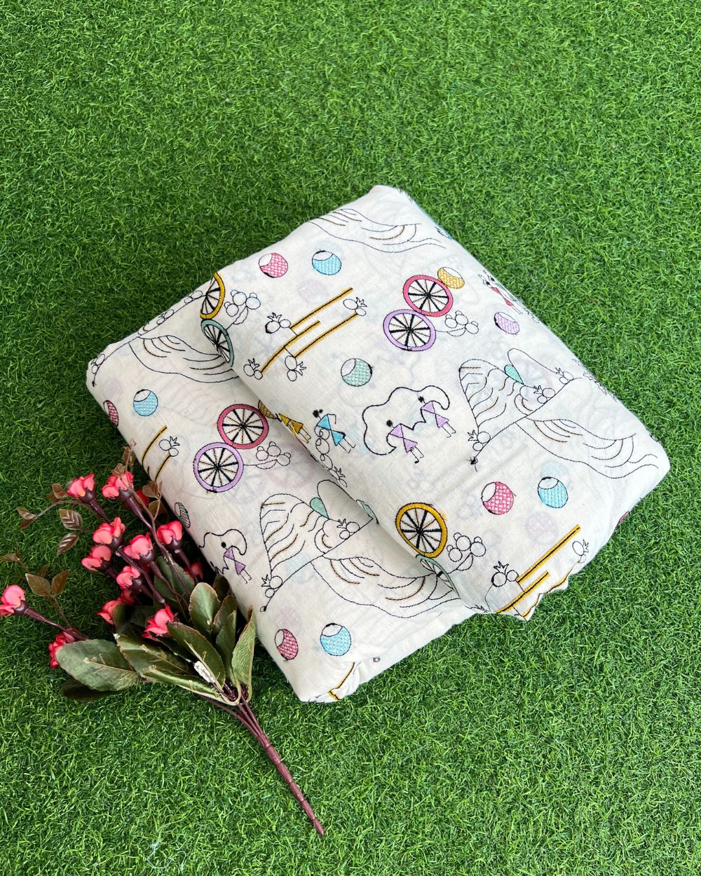 Kora Cotton Work Off-White Colour 45 Inches Width