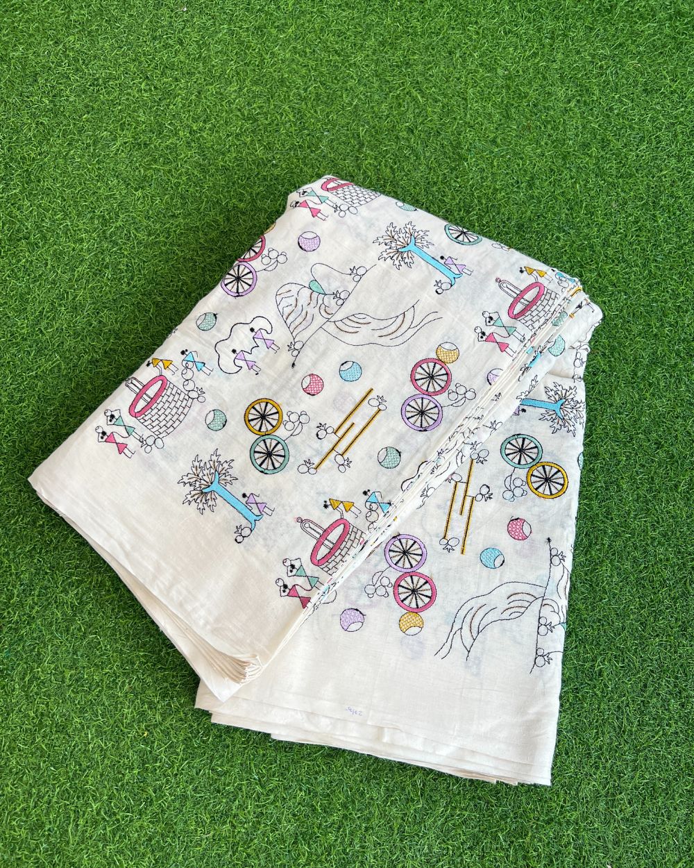 Kora Cotton Work Off-White Colour 45 Inches Width