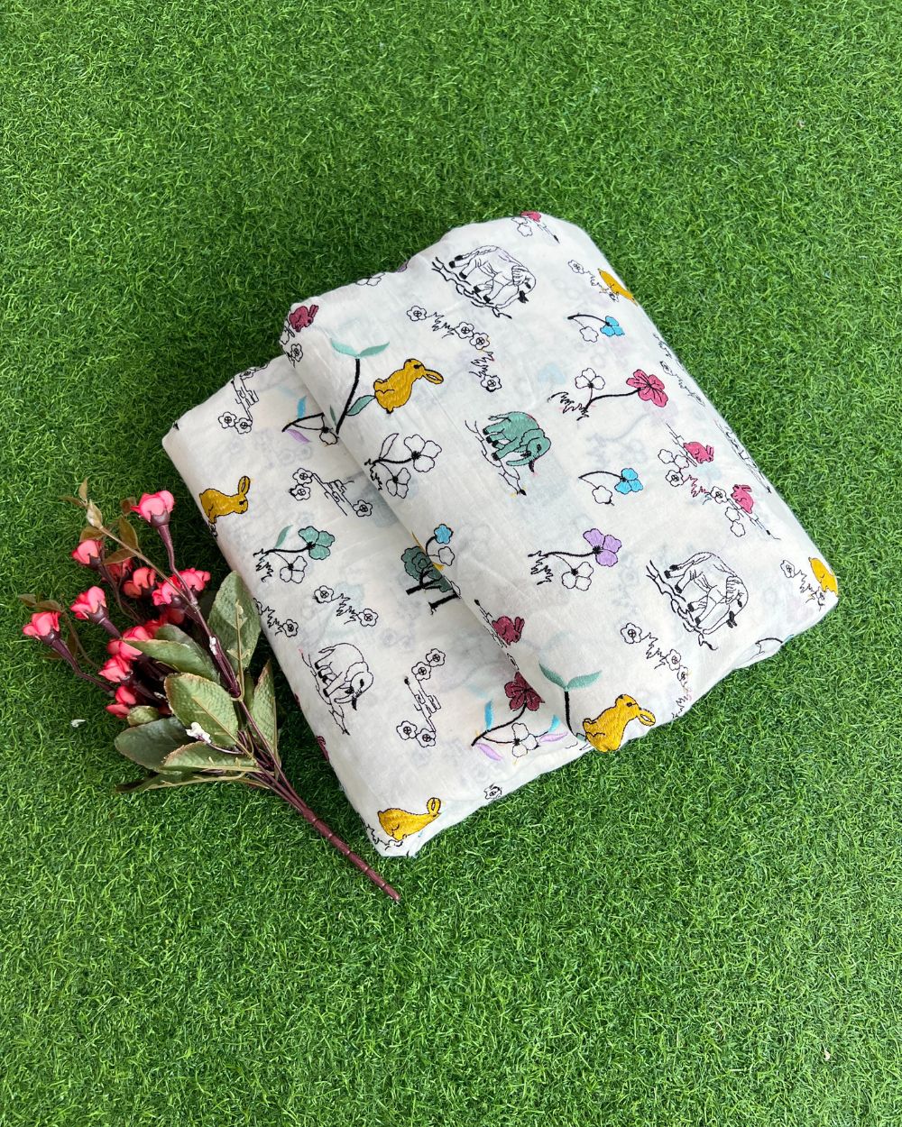 Kora Cotton Work Off-White Colour 45 Inches Width