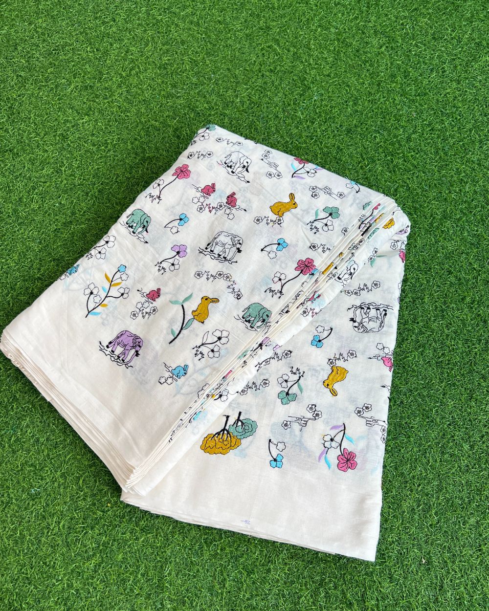 Kora Cotton Work Off-White Colour 45 Inches Width