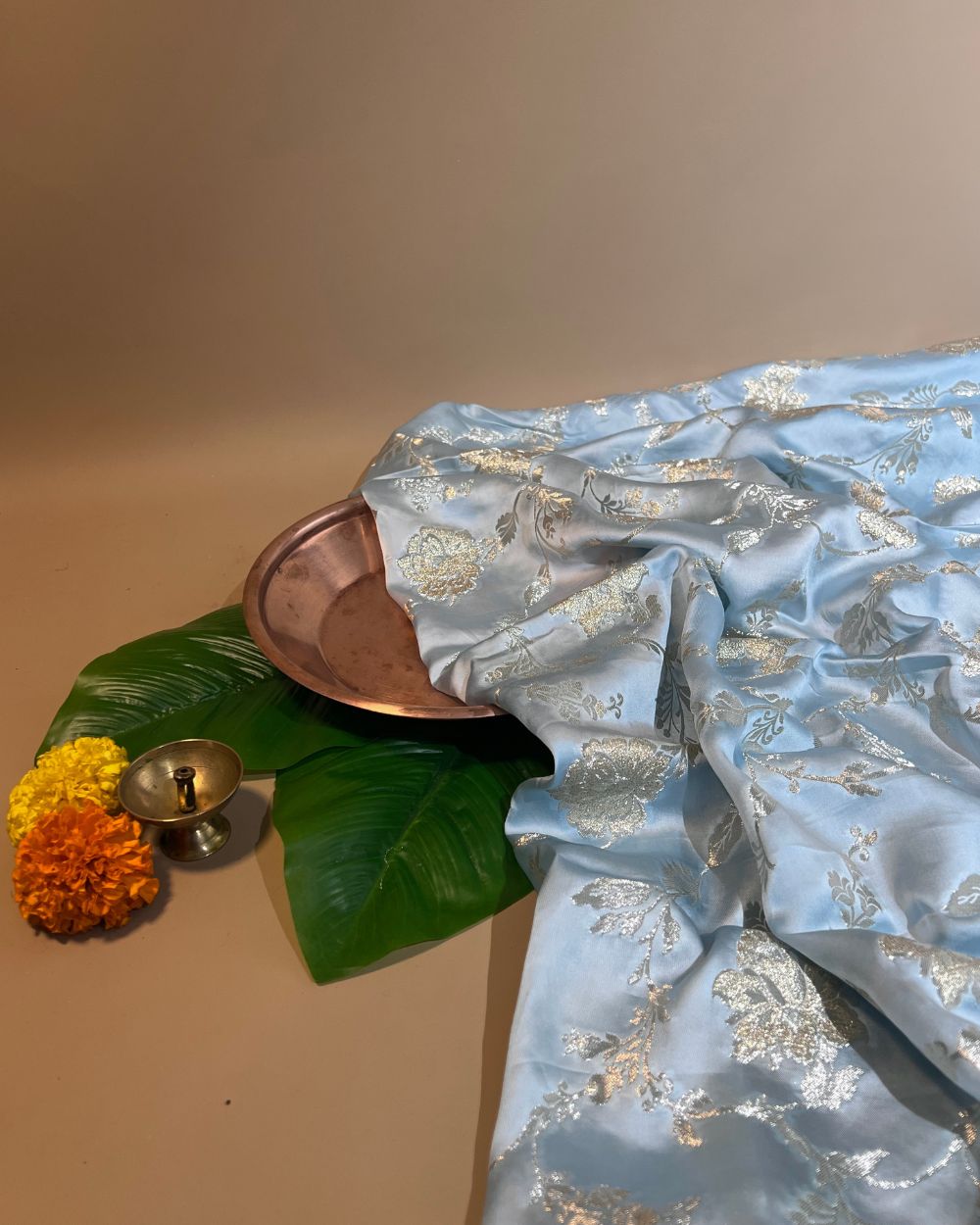 Premium Dola Silk Banarasi Pastel Blue Colour 44 Inches Width