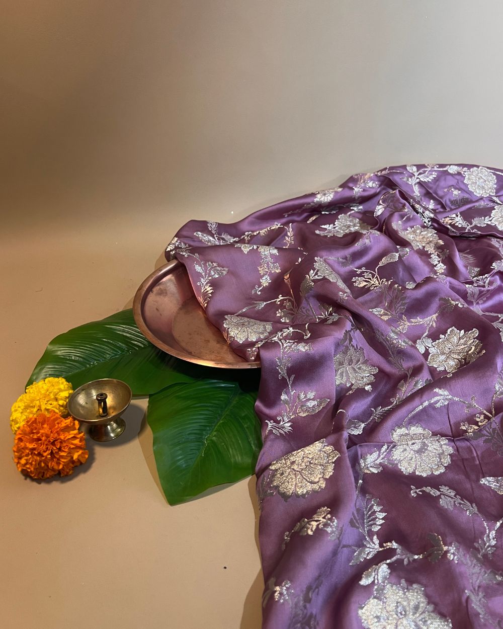 Premium Dola Silk Banarasi Pastel Lilac Colour 44 Inches Width