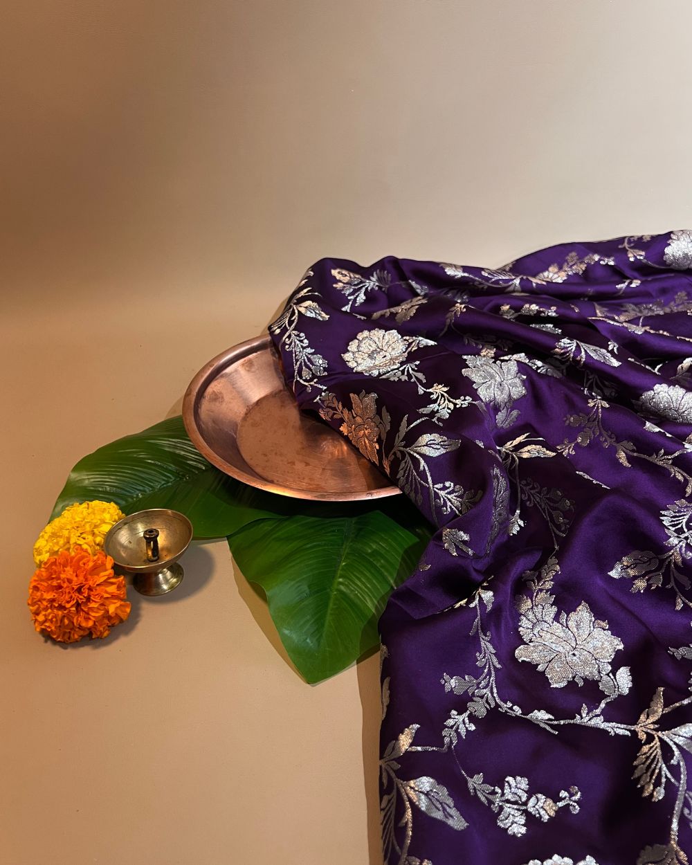 Premium Dola Silk Banarasi Purple Colour 44 Inches Width