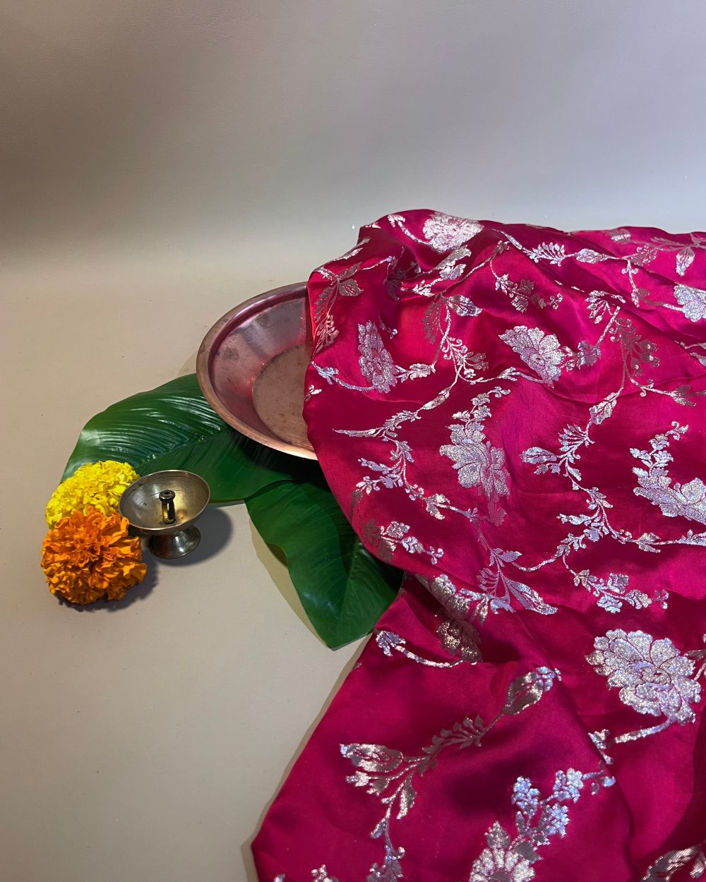 Premium Dola Silk Banarasi Rani Pink Colour 44 Inches Width