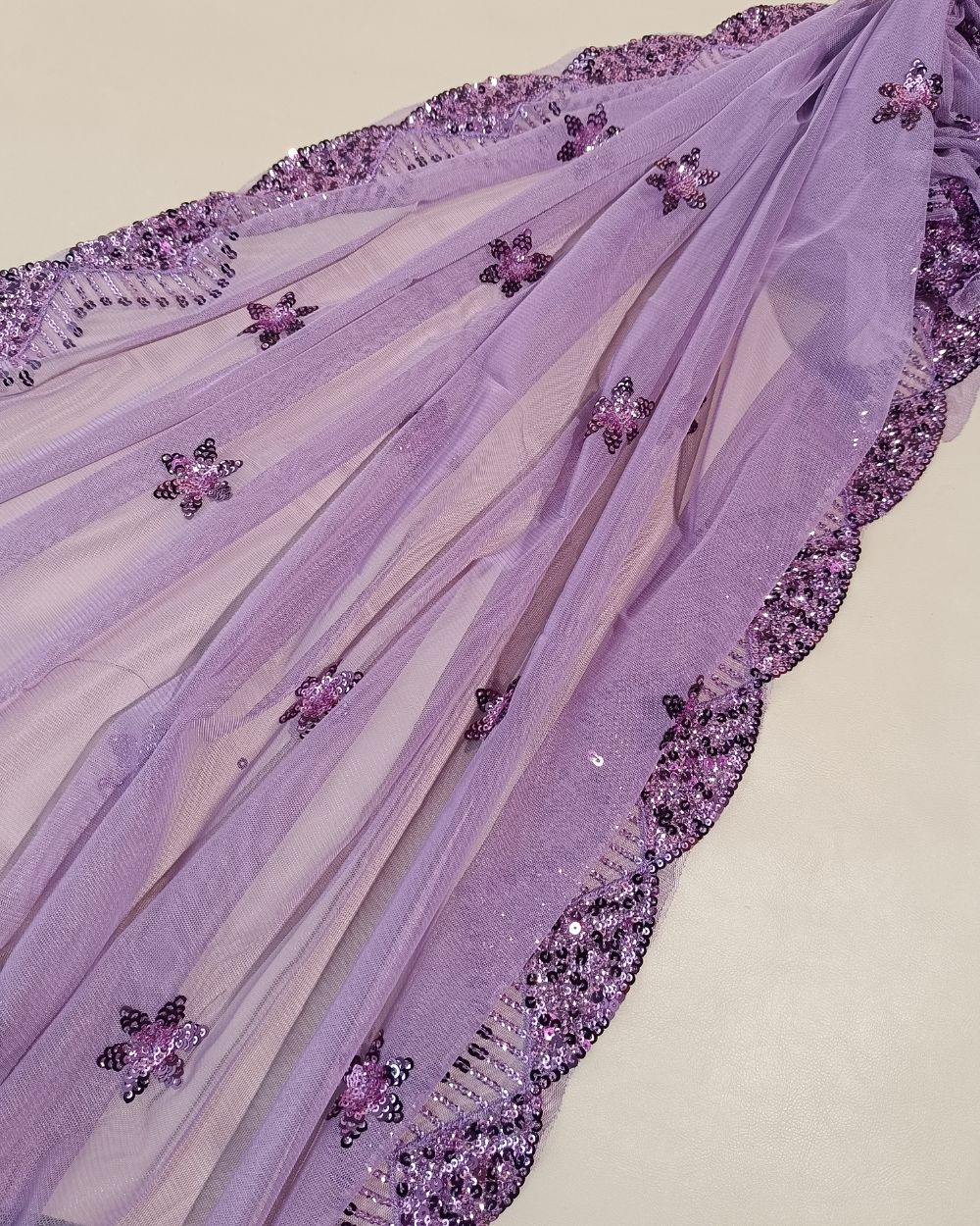 Net Work with Cutwork Border Onion Pink Colour 44 Inches Width