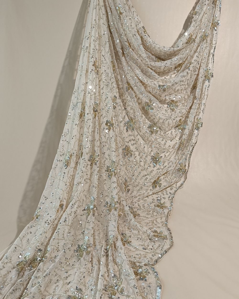 Net Work Off White Colour 56 Inches Width