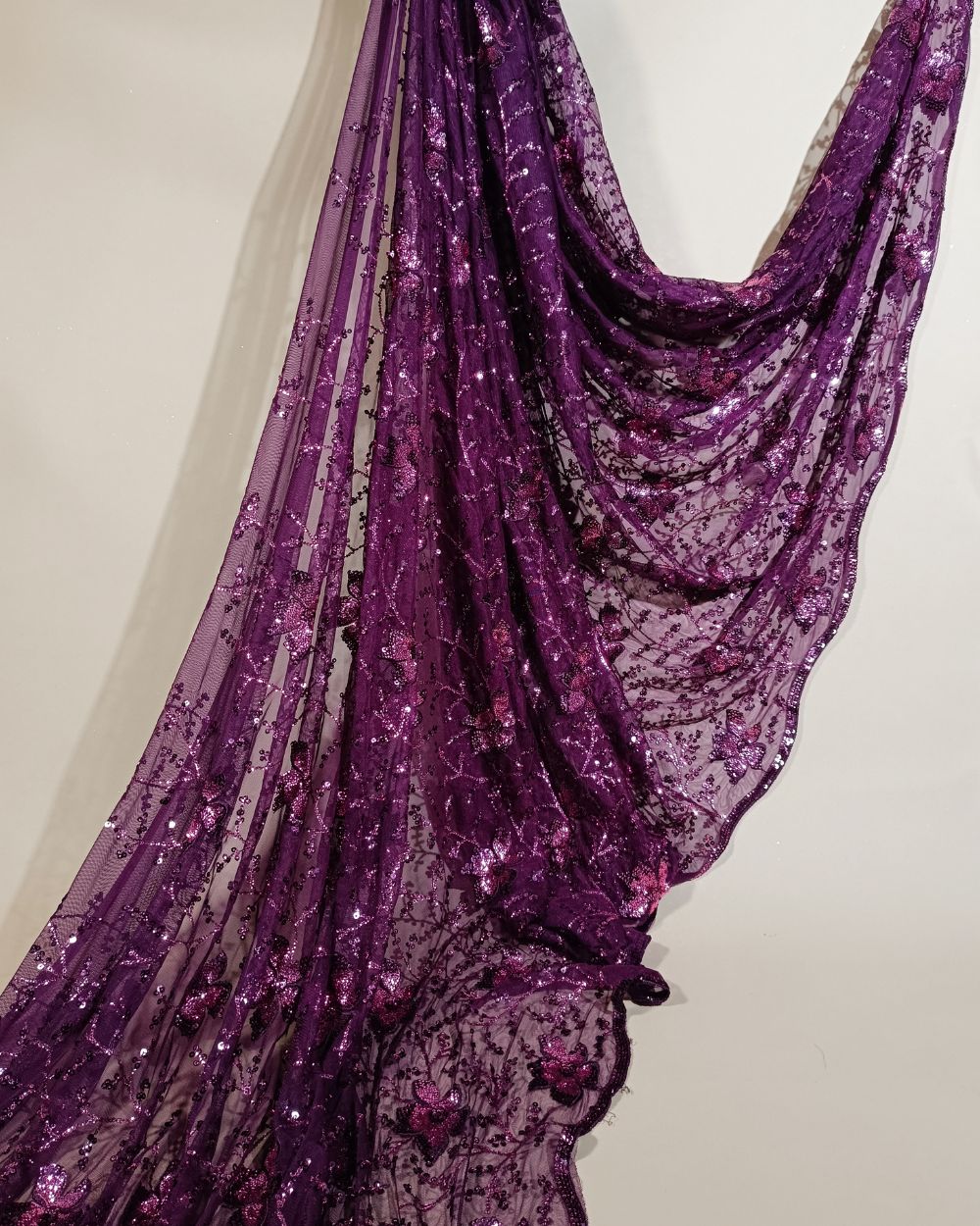 Net Work Wine Colour 56 Inches Width
