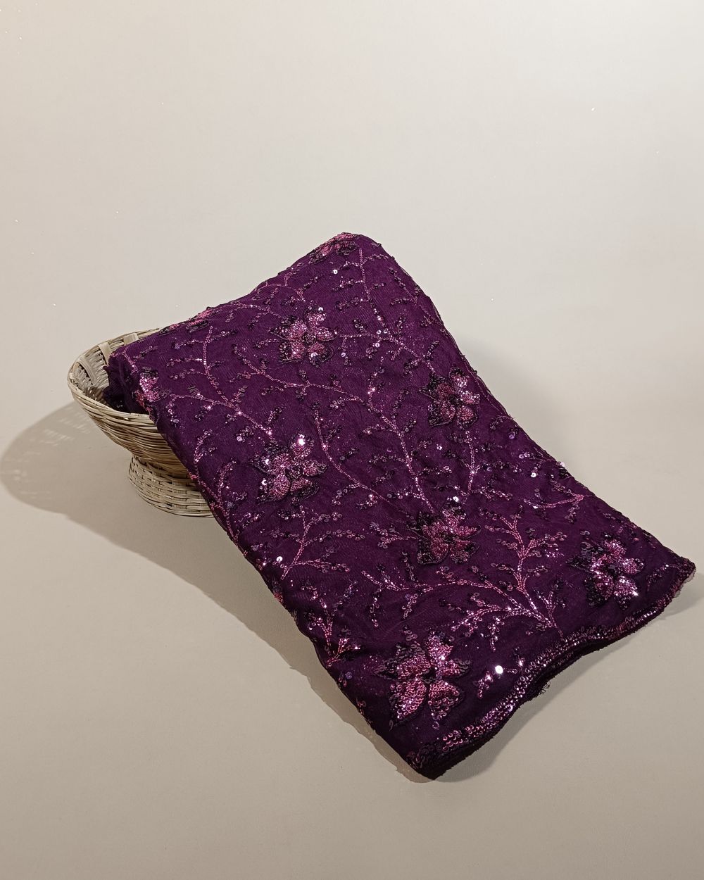 Net Work Wine Colour 56 Inches Width
