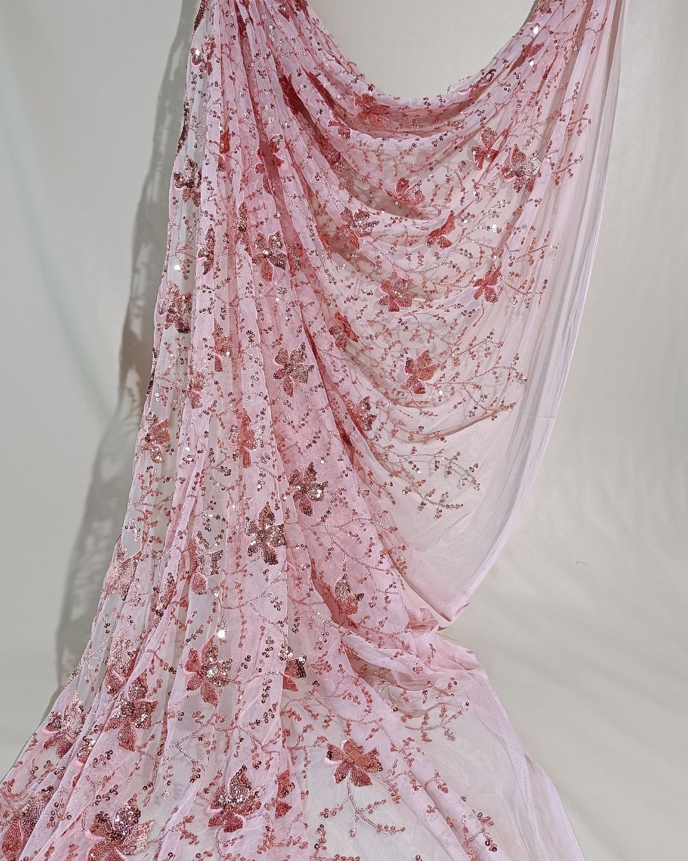 Net Work Light Peach Colour 56 Inches Width