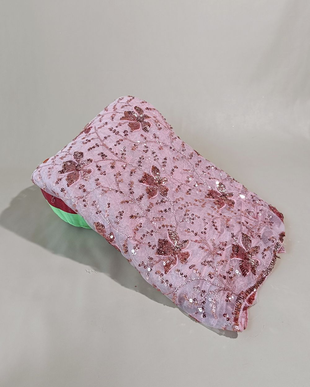 Net Work Light Peach Colour 56 Inches Width