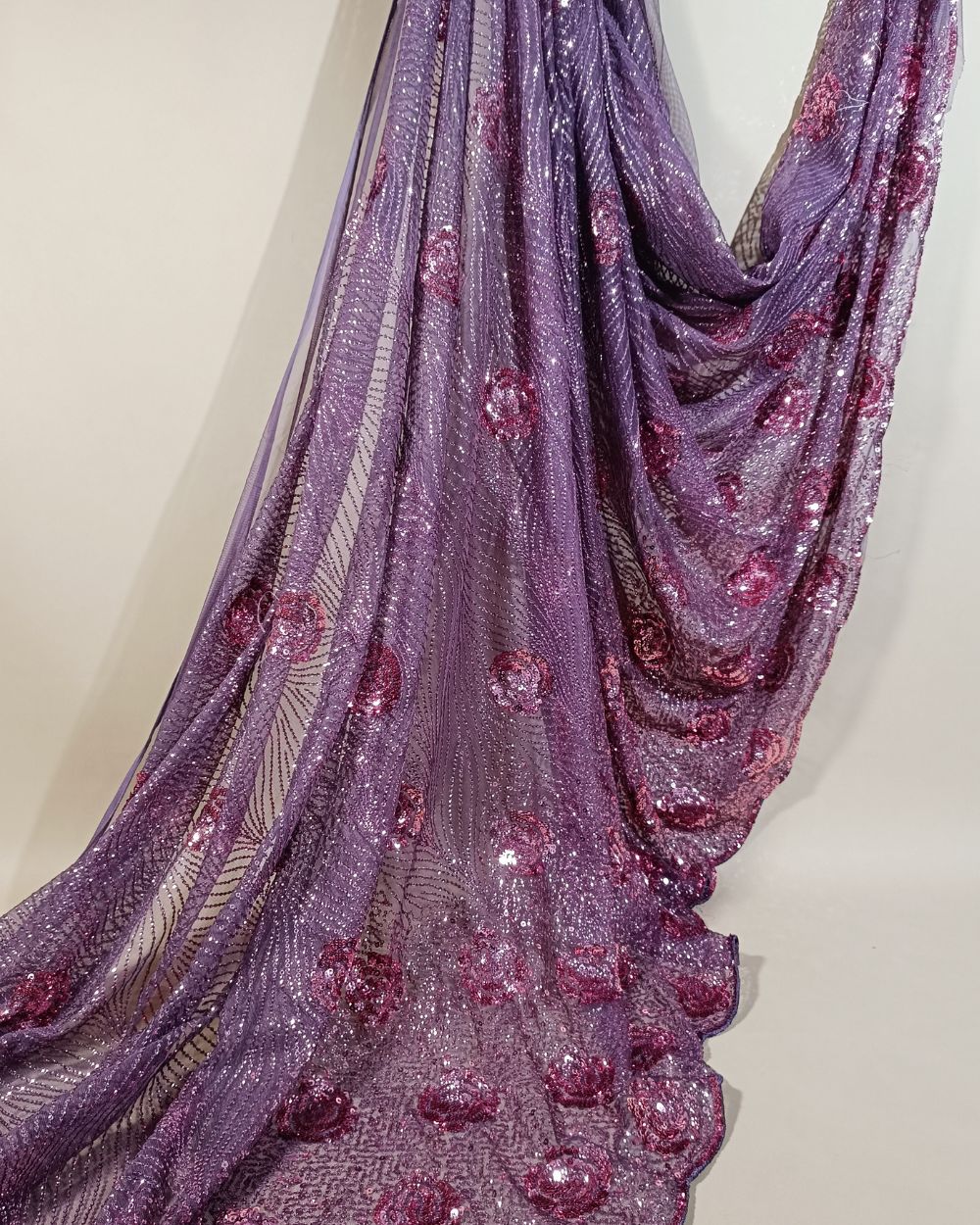 Net Work Dusty Wine Colour 52 Inches Width