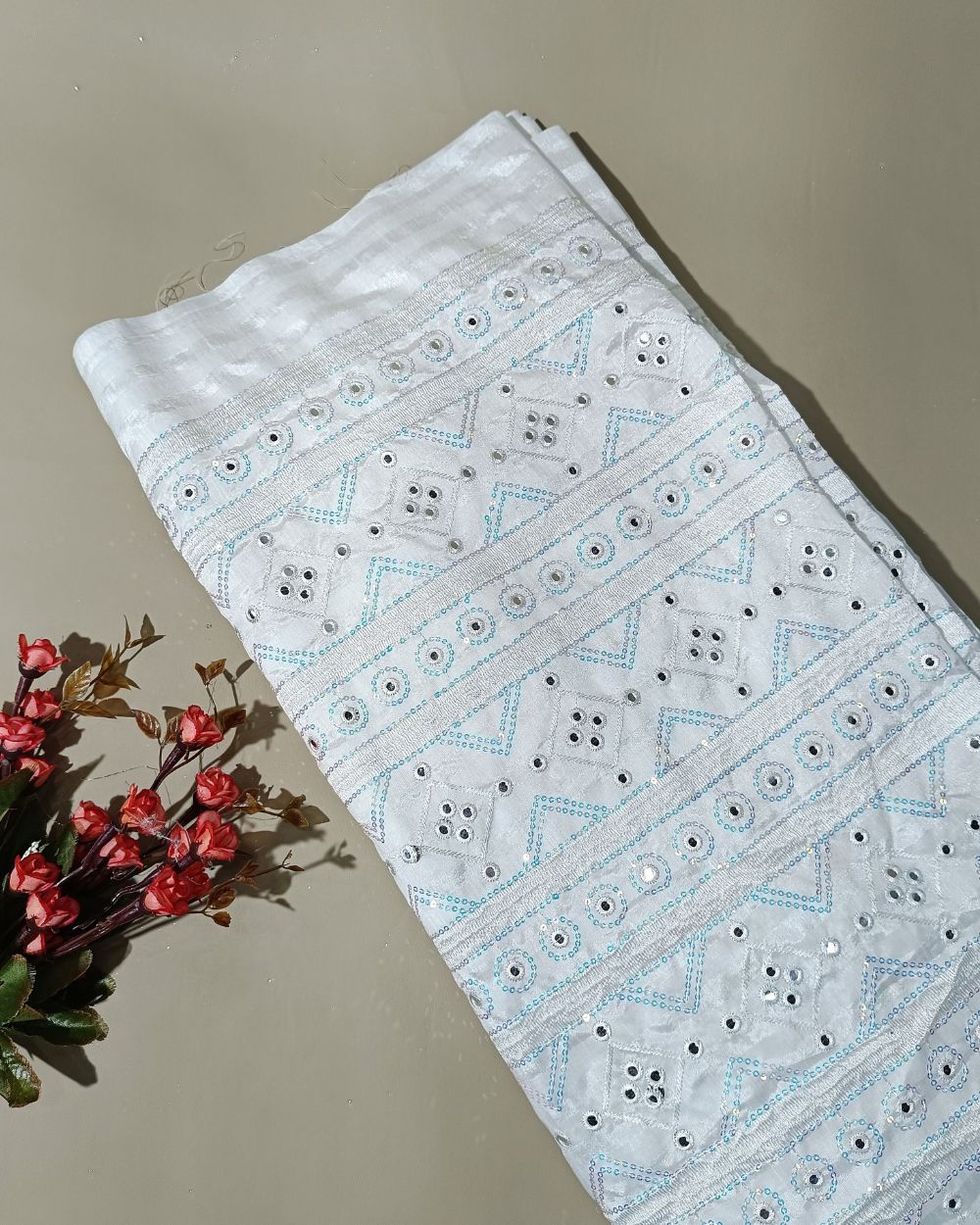 Dyeable Chanderi Work White Colour 45 Inches Width