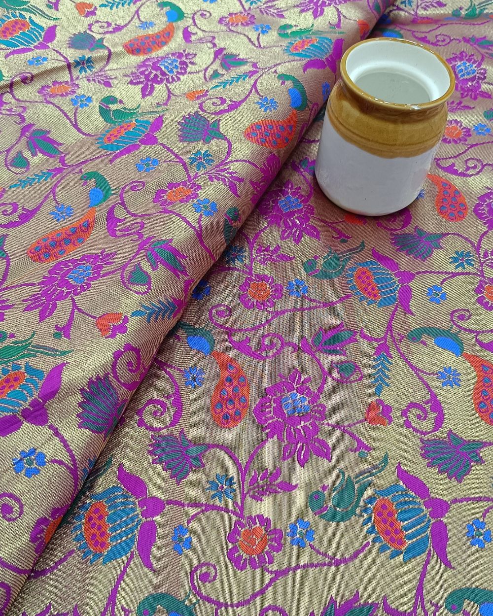 Jacquard Brocade Paithani Multicolor 44 Inches Width