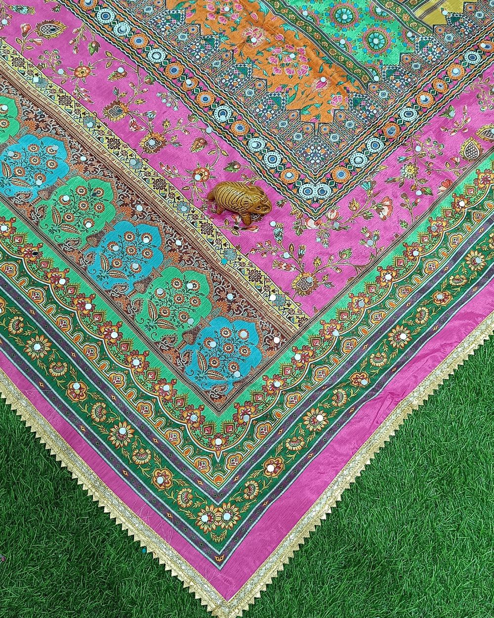 Abla Work Dupatta Chinnon Multicolor 40 Inches Width