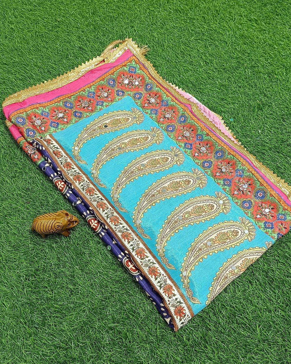 Abla Work Dupatta Chinnon Multicolor 40 Inches Width