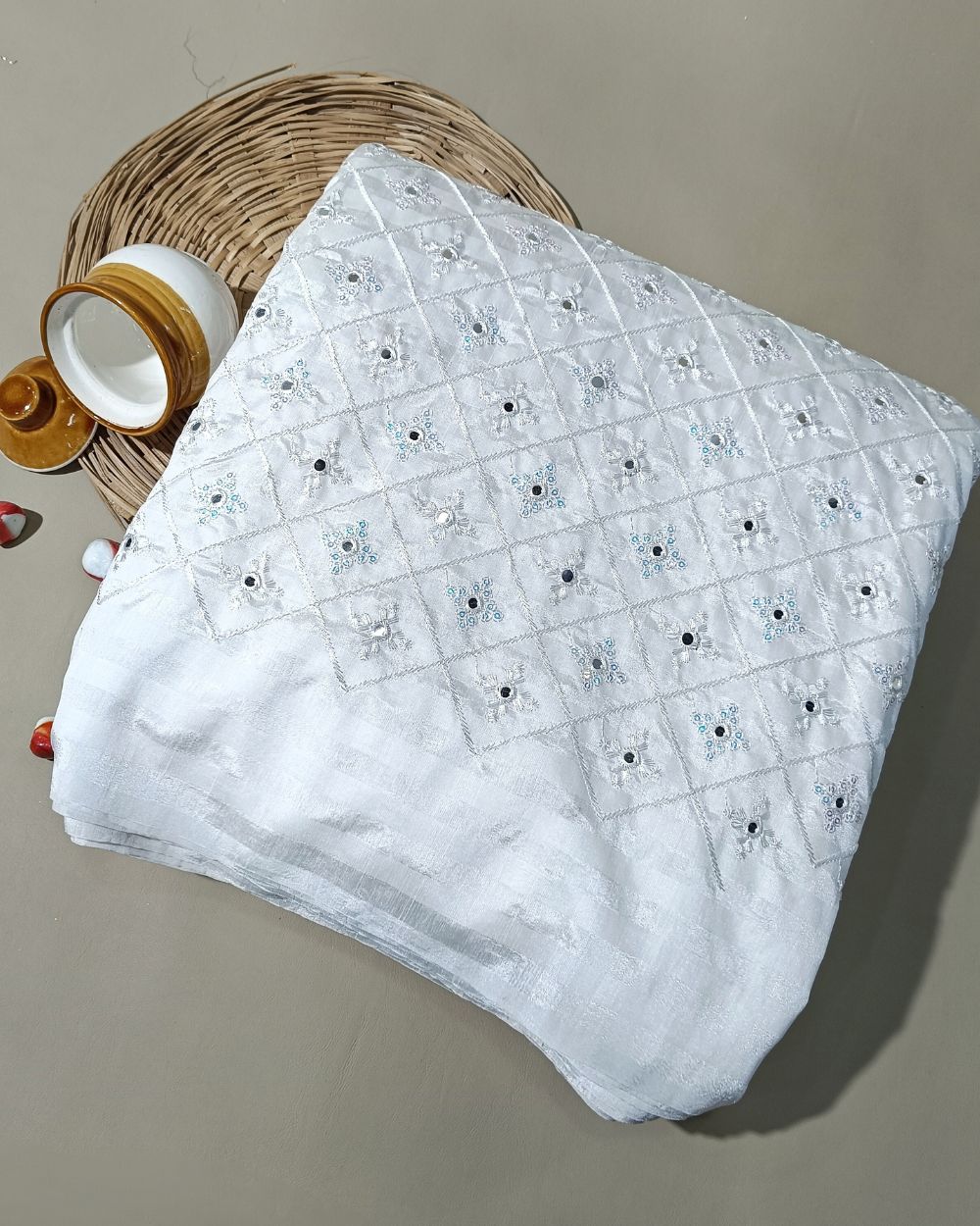 Dyeable Chanderi Work White Colour 45 Inches Width