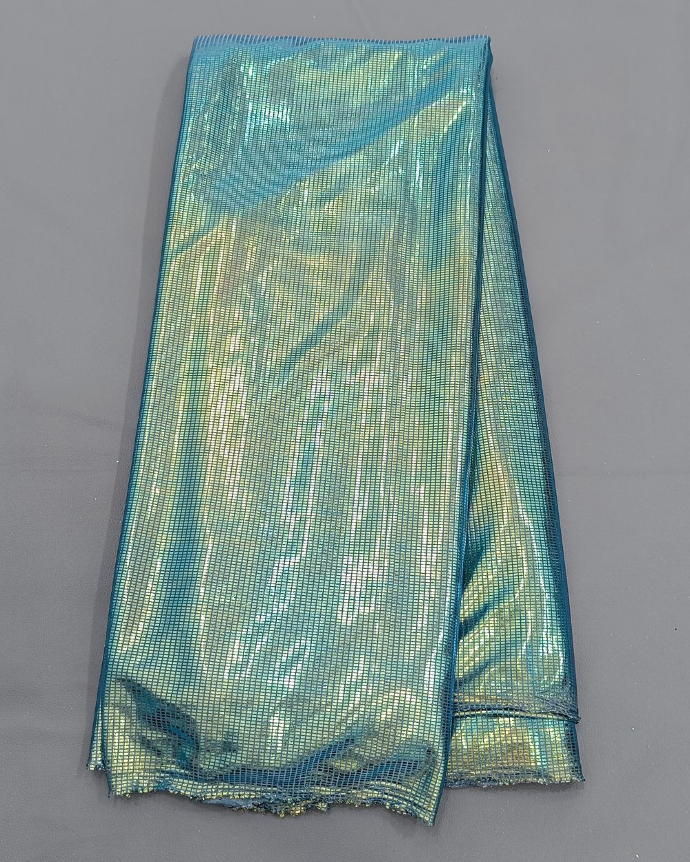 Imported Holographic Lycra Peacock Blue Colour 48 Inches Width