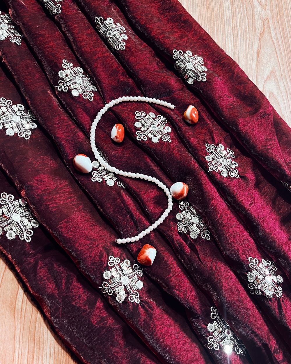 Space Silk Work Dark Maroon Colour 44 Inches Width