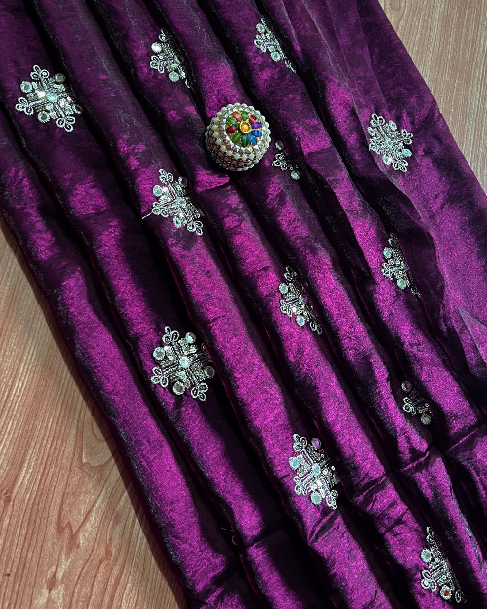 Space Silk Work Dark Magenta Colour 44 Inches Width