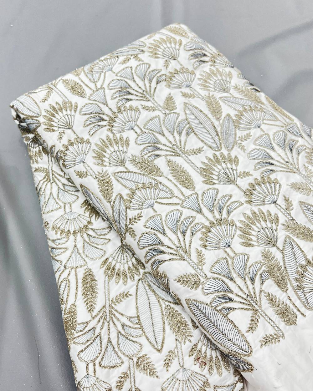 Malai Silk Work White Colour 56 Inches Width