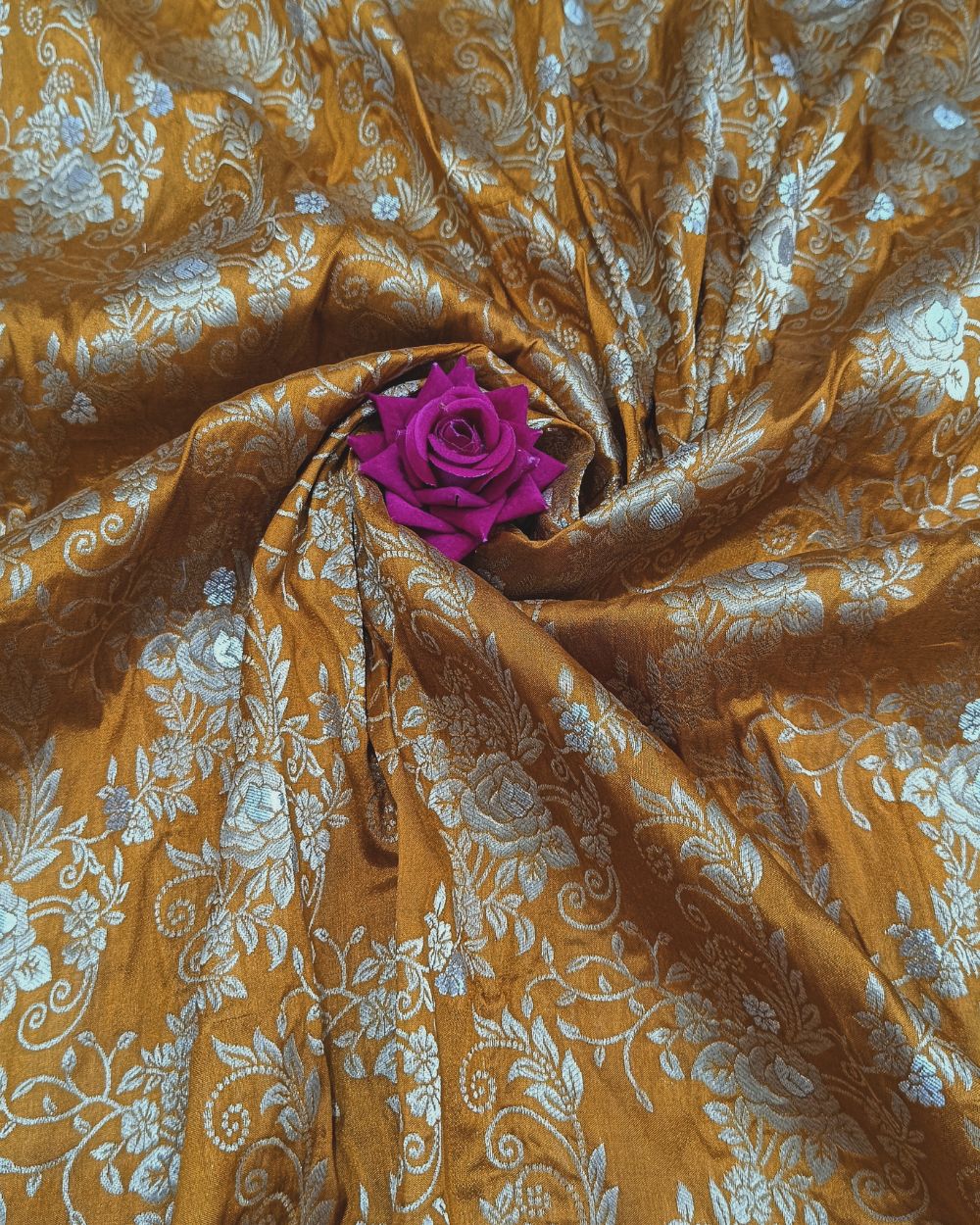 Banarasi Mustard Yellow Colour 44 Inches Width