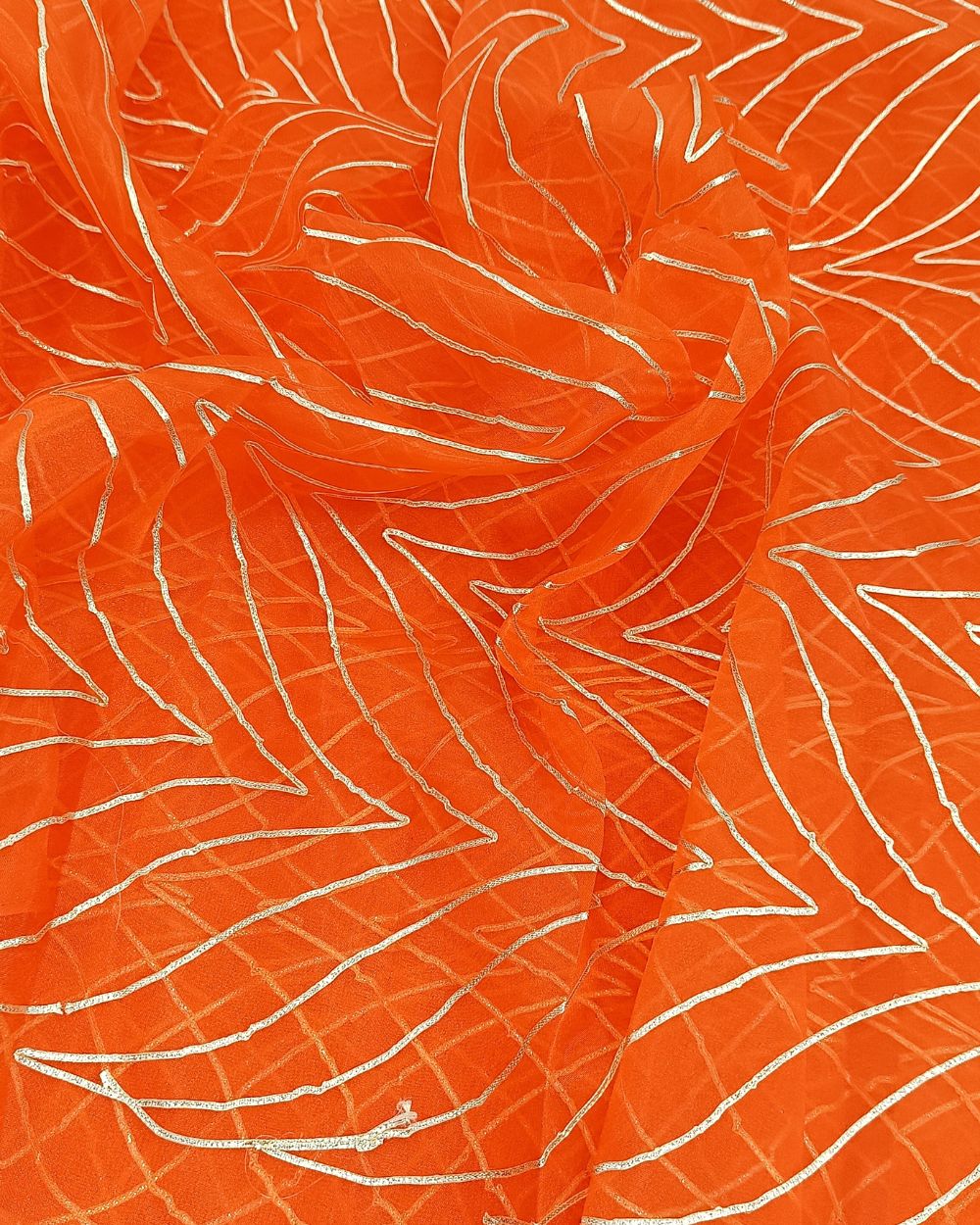 Organza Gotapatti Work Orange Colour 43 Inches Width